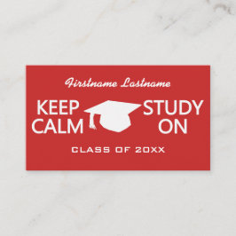 Mantenha calma e estude cartões personalizados par