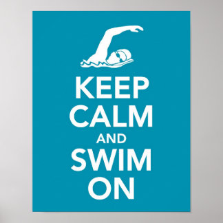 Mantenha calma e Natação no impressão