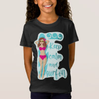 Mantenha calma e surf na camiseta de camiseta