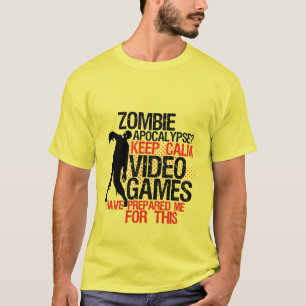 Mantenha Calma, Gamers Engraçados, camiseta Zombie
