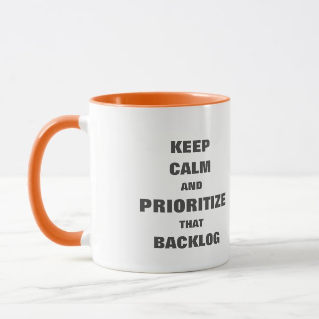 Mantenha calma, priorize a caneca do backlog para  (Esquerda)