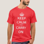 Mantenha calmo e continue o t-shirt<br><div class="desc">O t-shirt com a frase "mantem a calma e continua" escrito nele com uma coroa real.</div>