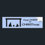 Mantenha o CRISTO no Adesivo do Bumper CHRISTmas<br><div class="desc">Uma cena de natividade muito simples,  fundo azul,  figuras de silhueta. O bebê Jesus é acentuado com pequenos feixes amarelos de luz. Mantenha o CRISTO em Natal.</div>