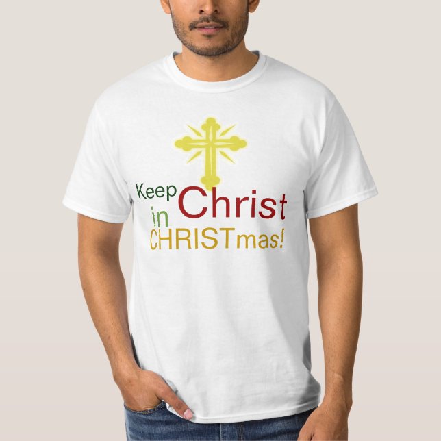 Mantenha o cristo no Natal, t-shirt cristão (Frente)
