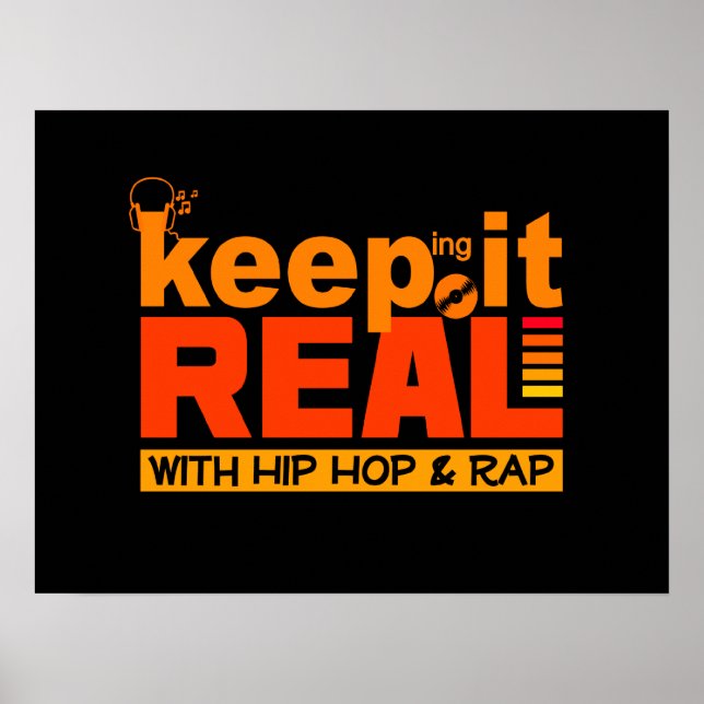Mantenha-o real com o poster de hip hop (Frente)