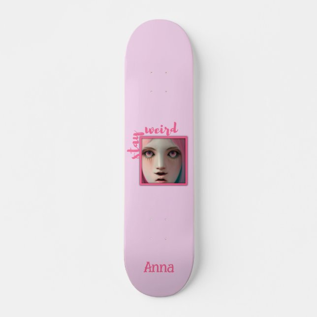 Mantenha o skate Legal rosa estranho personalizado (Frente)