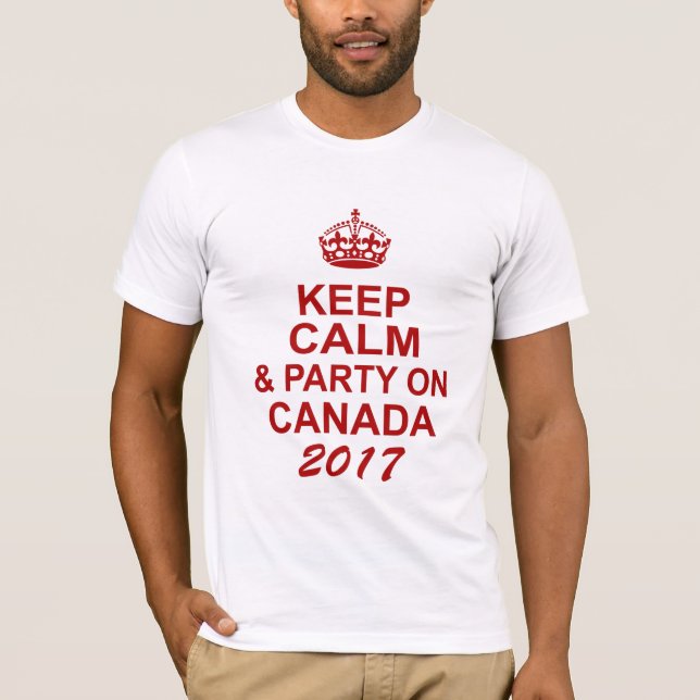 Mantenha o t-shirt calmo de Canadá 150 (Frente)
