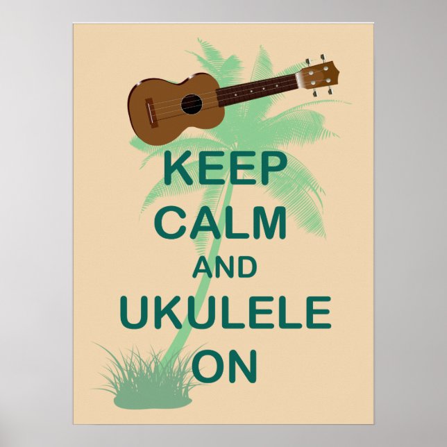 Mantenha-se Calmo e Ukulele no Único Poster de Div (Frente)