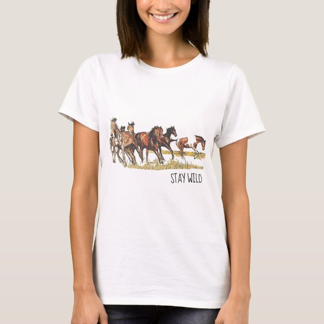 Mantenha-se em T-Shirt Cavalo Selvagem (Frente)