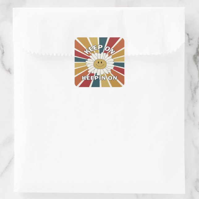 Mantenha-Se No Adesivo Retro Quadrado (Bolsa)