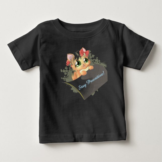 Mantenha-Se Pawsitive Cat Kids T-Shirt (Frente)