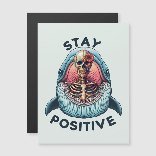 Mantenha-se positivo - Esqueleto e baleia (Frente/Verso)