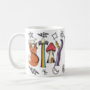 Mantenha Uma Caneca Estranha Com Doodles
