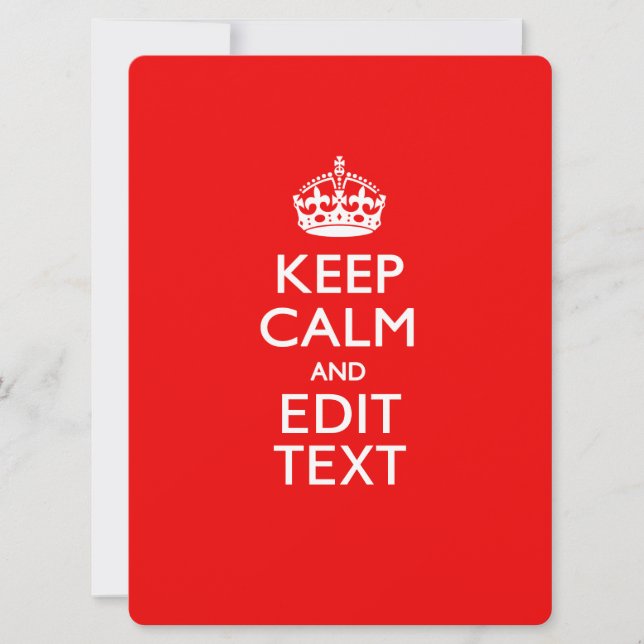 MANTER CALM Personalizado E Editar Texto em Vermel (Frente)