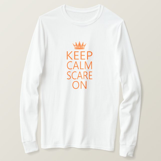 Manter Calma Assustar na Coroa Camiseta Unisex (Frente do Design)
