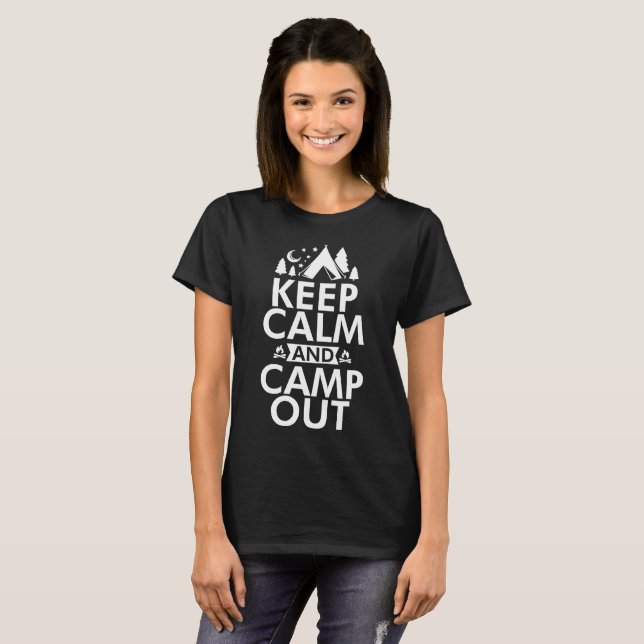Manter Calma E Acampar Camisa (Frente Completa)