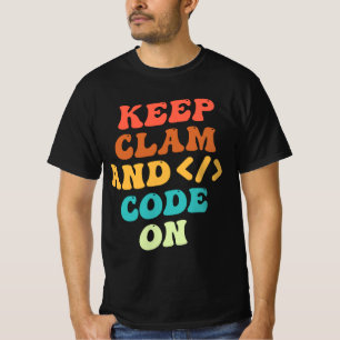 Manter Calmo E Código Na Design De Camisa T Onda R
