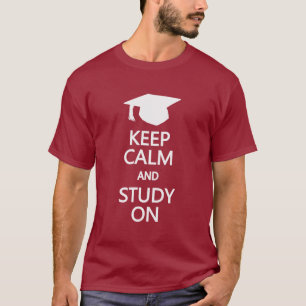 Manter Calmo e Estudo na camisa - escolha estilo,