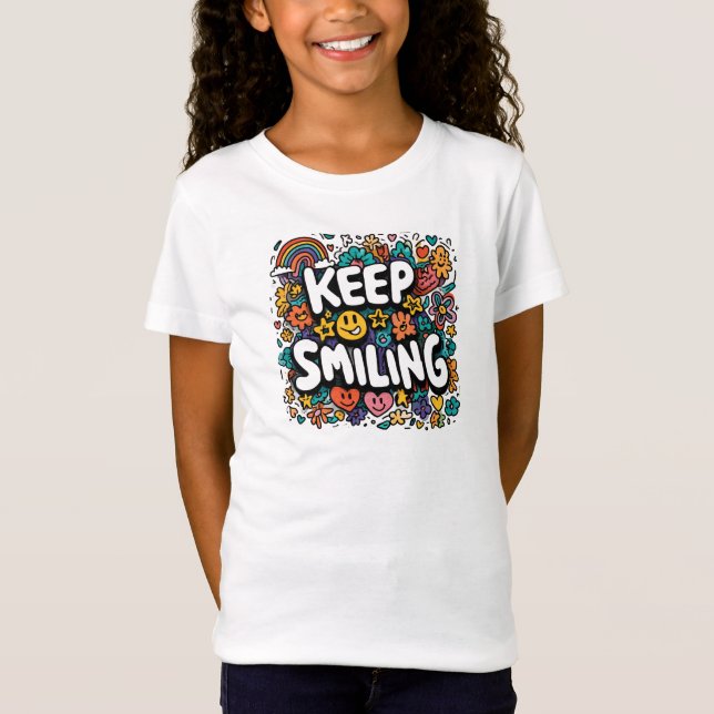 Manter T-Shirt De Crianças Positivas Sorrindo com  (Frente)