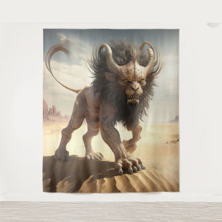 Manticore em uma tapeçaria no muro do deserto