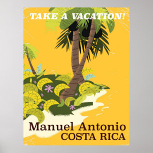 Manuel Antonio, poster das viagens vintage de