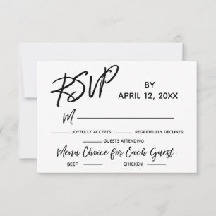 Manuscrito Casual de RSVP de Casamento com Opções 