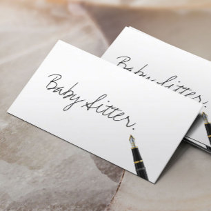 Manuscrito Gratuito Script Baby Sitter Cartão de v