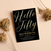 Manuscrito Minimalista Black Hello 50 Aniversário 