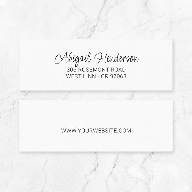 Manuscrito mínimo 10a | Mini Cartão de visita (Elegant quiet luxury typography mini business card - minimalist modern script business essentials.)