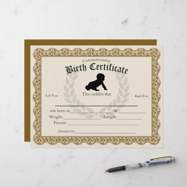 Manutenção do Certificado de Nascimento do Bebê de (Frente/Verso In Situ)