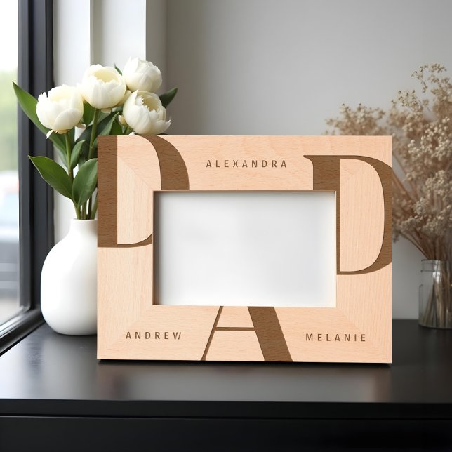 Manutenção Personalizada de Pai Tipográfico Mínimo (Minimal Typographic Dad Personalized Keepsake Etched Frames)