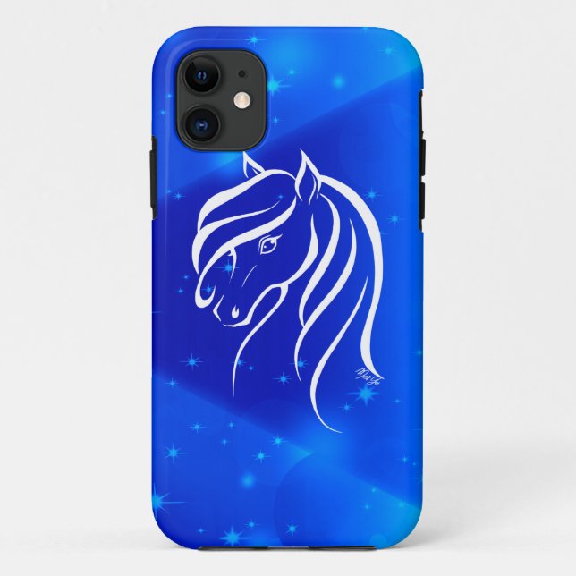 Mão à moda capa de telefone azul tirada do cavalo (Verso)