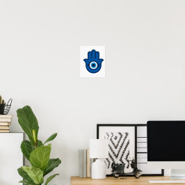 Mão Azul Hamsa - Poster de Energia Pacífica
