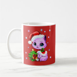 Mão bonita caneca tirada do gato do Natal por Mei