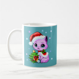 Mão bonita caneca tirada do gato do Natal por Mei