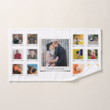 Colagem de Fotos da Família Toalha Branca