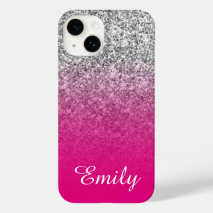 Mão-de-relha rosa quente e prateada personalizada