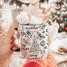 Mão Desenhada Feliz Caneca de Natal
