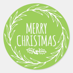 Mão Desenhada Feliz Fim de Natal Etiqueta de Prese