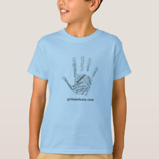 Mão do azul do t-shirt do miúdo de GoTeamKate