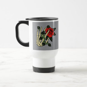 Mão esquelética com Caneca de viagem de Rosa - Per
