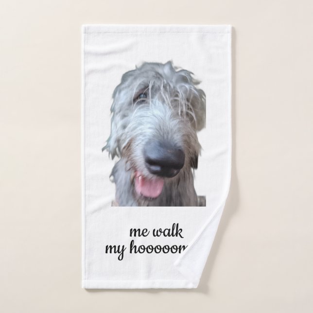 Mão Eu Levo Meu Hoooooman Irish Wolfhound Toalha de Mã (Toalha de mão)