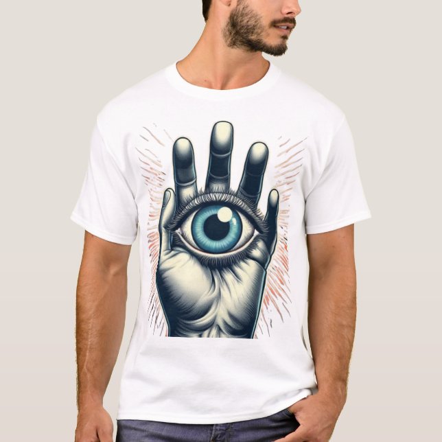 Mão Segurando design de camisa Mística de Terceiro (Frente)