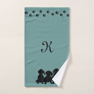 Mão Silhueta Monogrammed de toalha do Dachshund