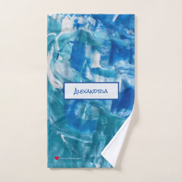 Mão Toalha Abstrato Suja de Teal Azul