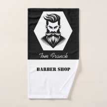 Toalha de barbear preto e branco para Barbearia Pr