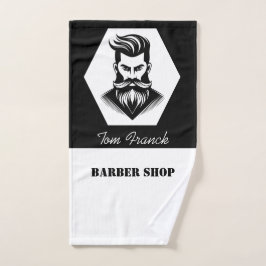 Mão Toalha de barbear preto e branco para Barbearia Pr