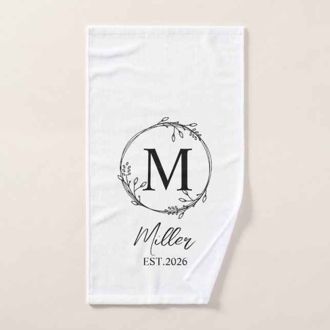 Mão Toalha de Chá Personalizada de Fazenda, Inicial Mo (Toalha de mão)