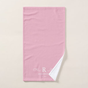 Mão Toalha de Monograma Rosa Rústica