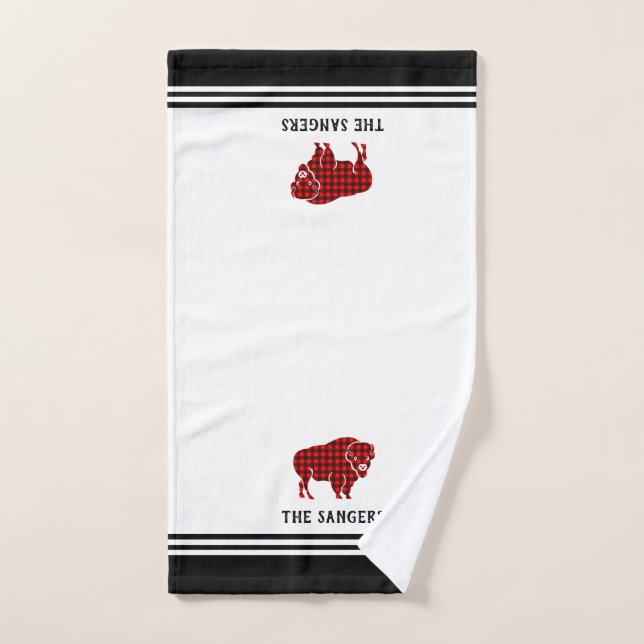 Mão Toalha Xadrez de Búfalo Vermelho Preto e Branco (Toalha de mão)